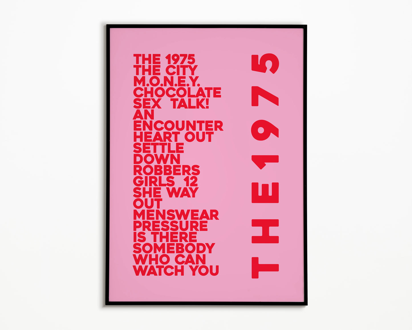 The 1975 Album Song List Print