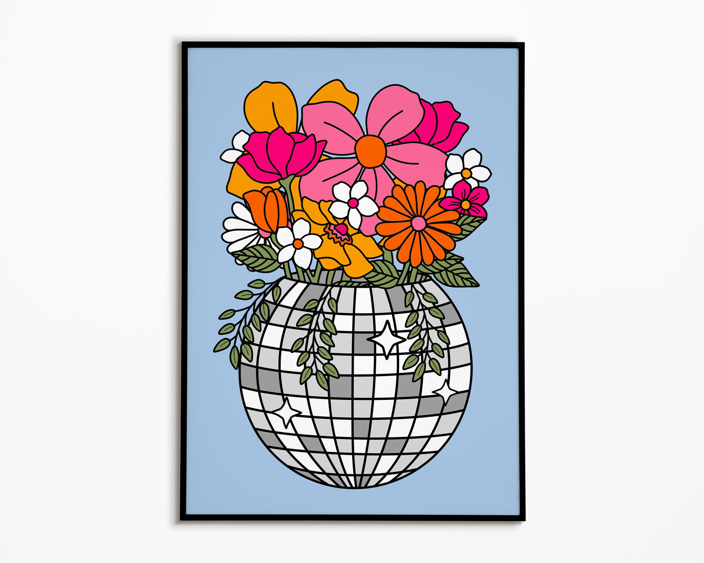 Disco Ball Flowers Print