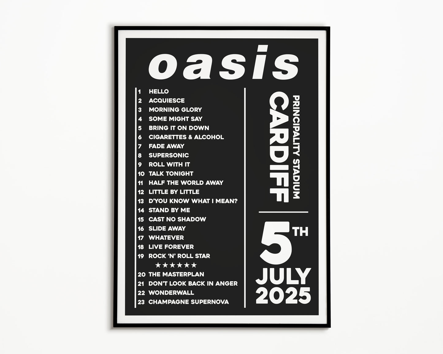 Oasis Live '25 Setlist Cardiff 5th July