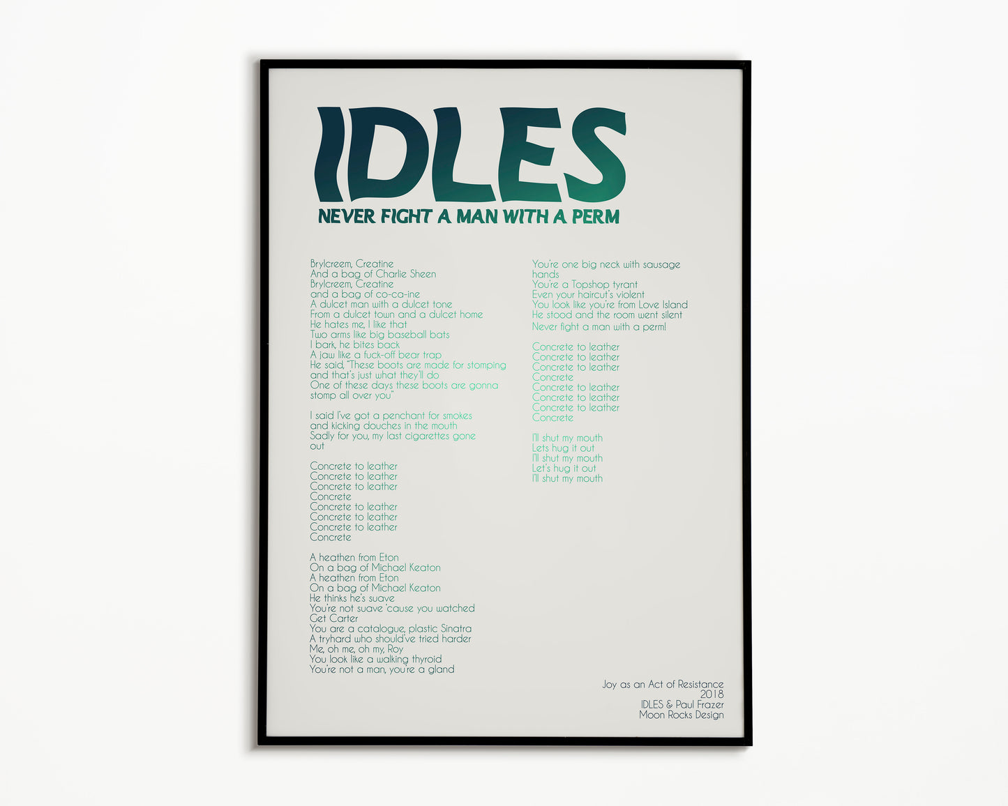 Never Fight A Man With A Perm IDLES Print