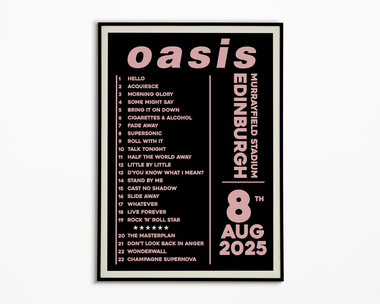 Oasis Live '25 Setlist Edinburgh 8th August