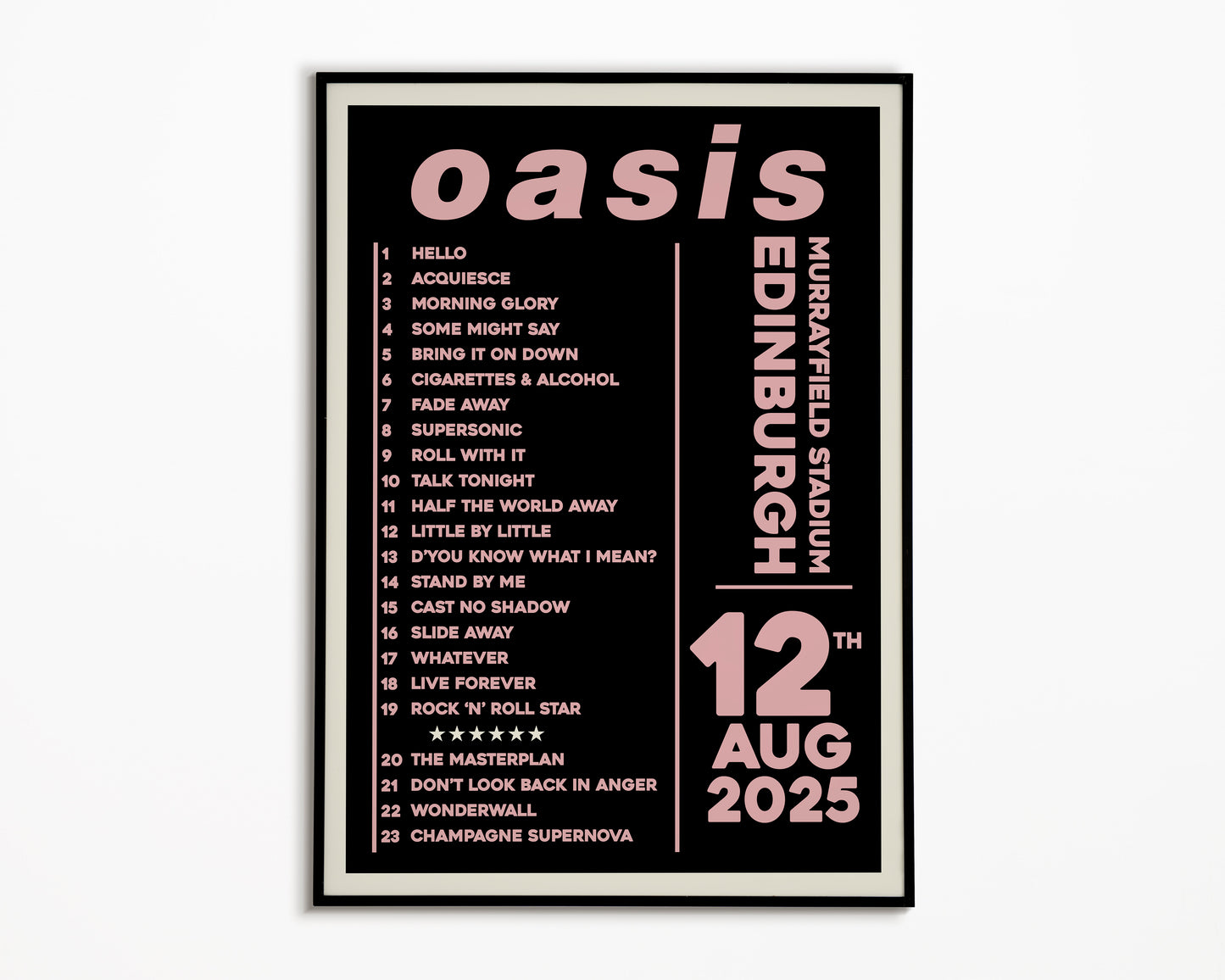 Oasis Live '25 Setlist Edinburgh 12th August