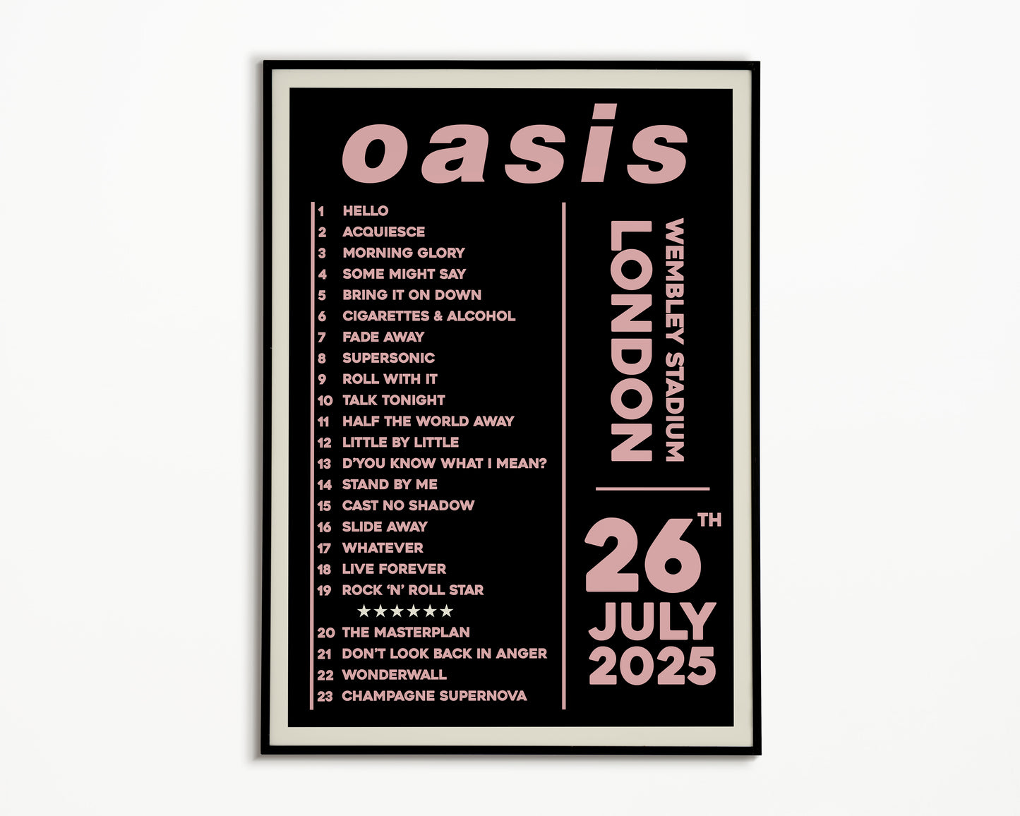 Oasis Live '25 Setlist London 26th July