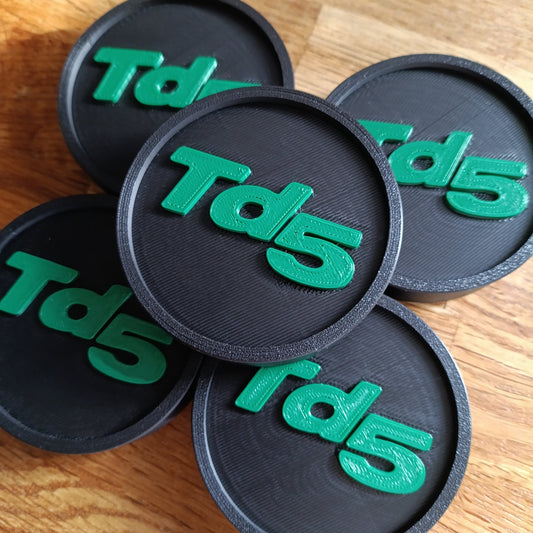 Land Rover Discovery 2 Centre Caps - Black/Green TD5 Logo