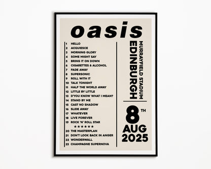 Oasis Live '25 Setlist Edinburgh 8th August