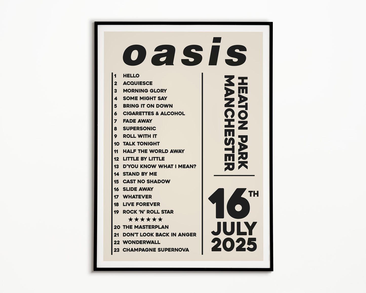 Oasis Live '25 Setlist Manchester 16th July