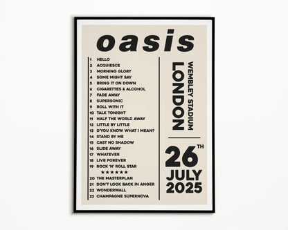 Oasis Live '25 Setlist London 26th July