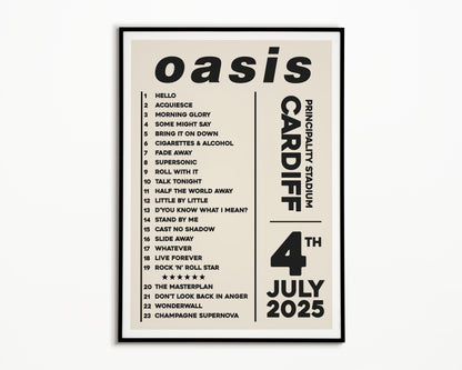 Oasis Live '25 Setlist Cardiff 4th July