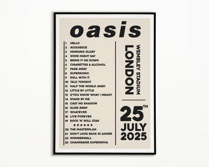 Oasis Live '25 Setlist London 25th July