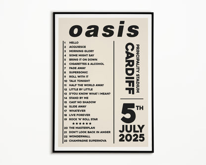 Oasis Live '25 Setlist Cardiff 5th July