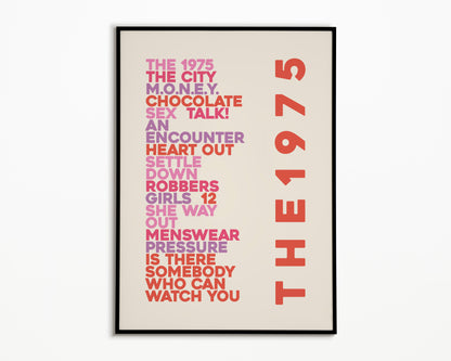 The 1975 Album Song List Print
