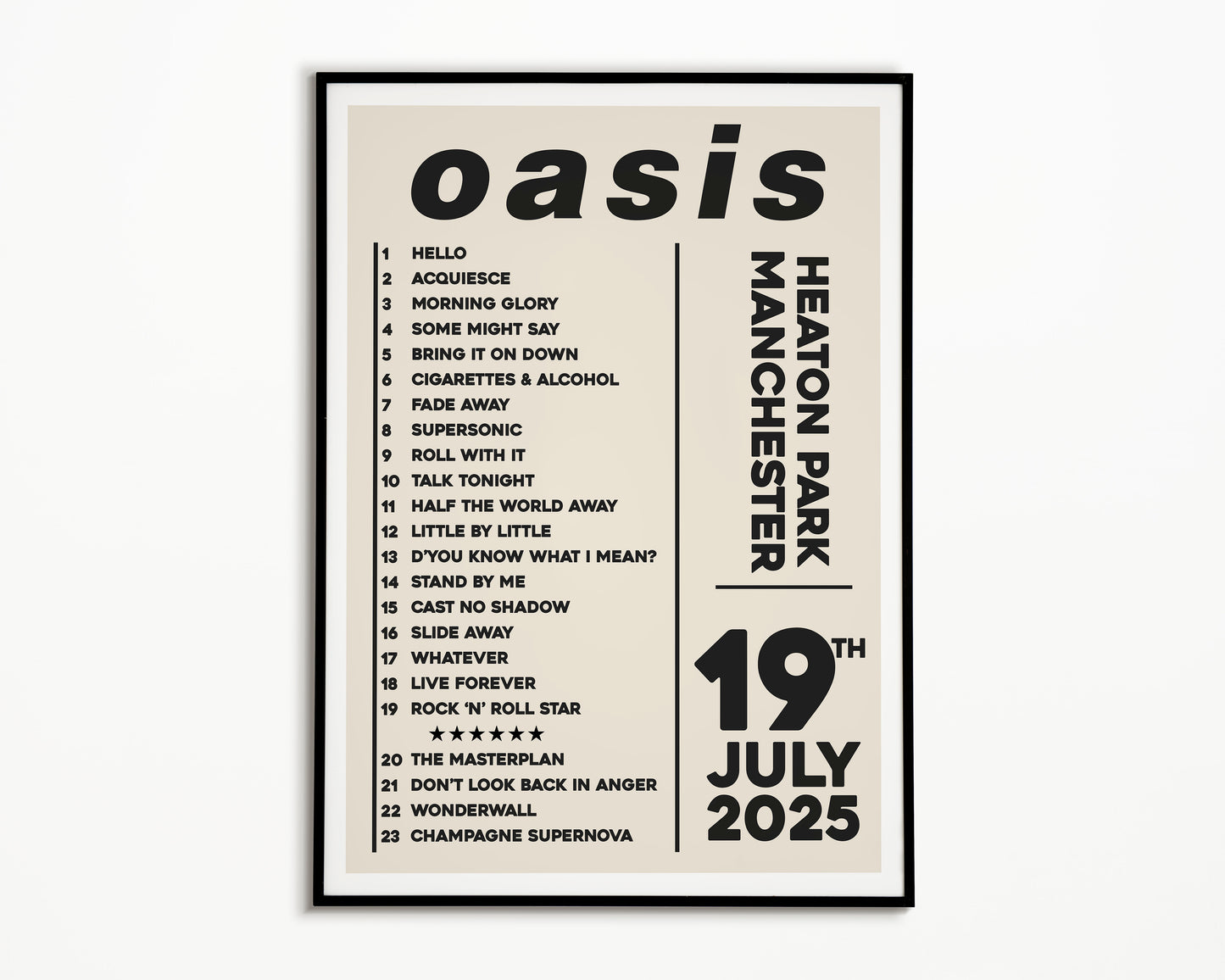 Oasis Live '25 Setlist Manchester 19th July