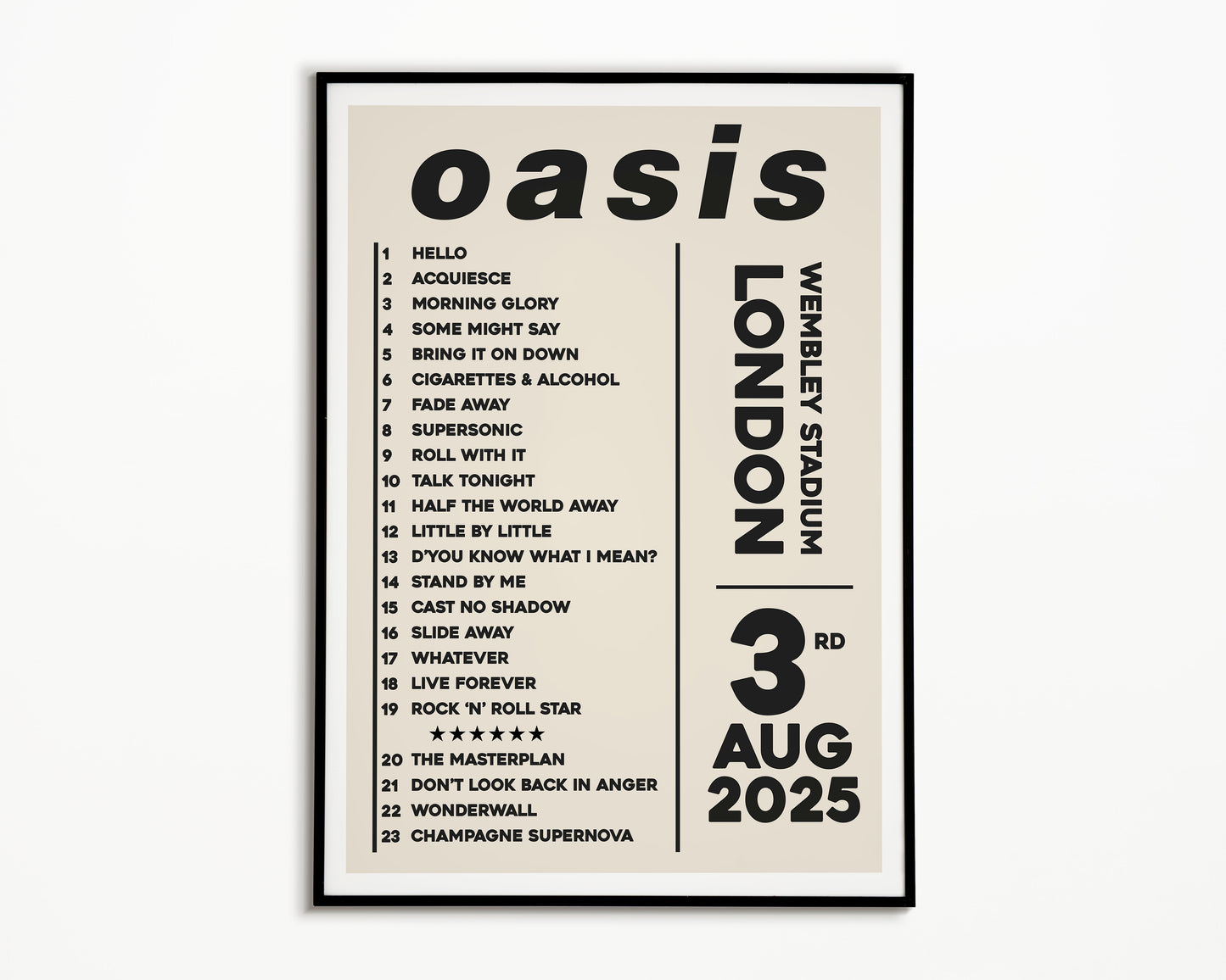 Oasis Live '25 Setlist London 3rd August