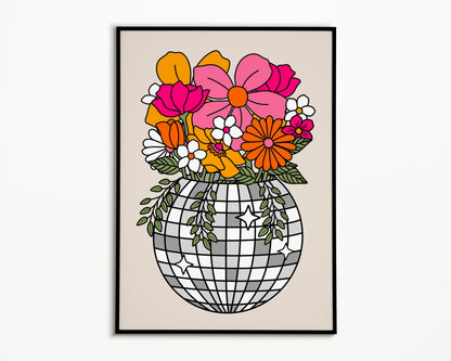 Disco Ball Flowers Print