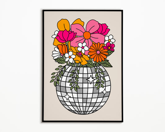 Disco Ball Flowers Print