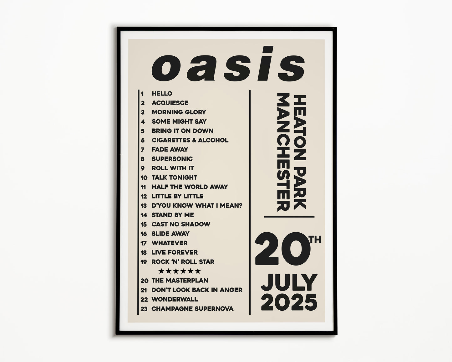 Oasis Live '25 Setlist Manchester 20th July
