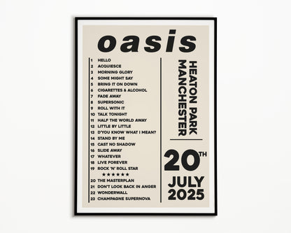 Oasis Live '25 Setlist Manchester 20th July