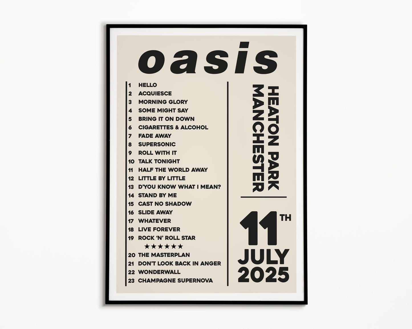 Oasis Live '25 Setlist Manchester 11th July