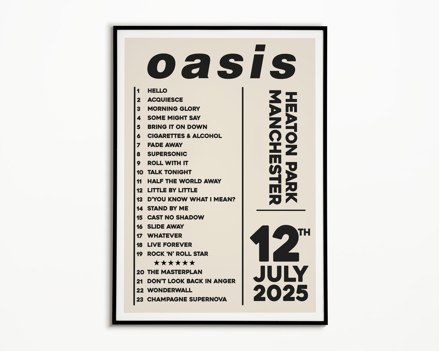 Oasis Live '25 Setlist Manchester 12th July