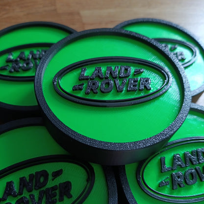 Land Rover Discovery 2 Centre Caps - Black/Lime Green LR Logo