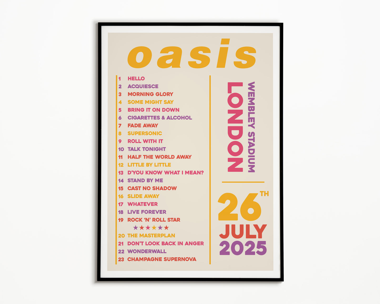 Oasis Live '25 Setlist London 26th July