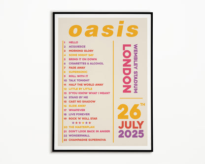 Oasis Live '25 Setlist London 26th July