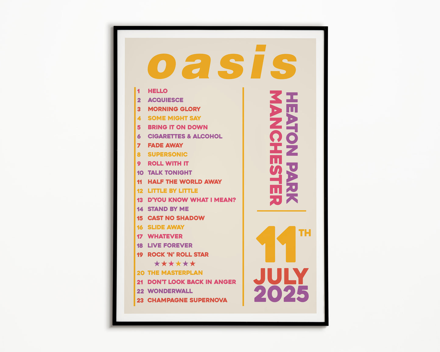 Oasis Live '25 Setlist Manchester 11th July