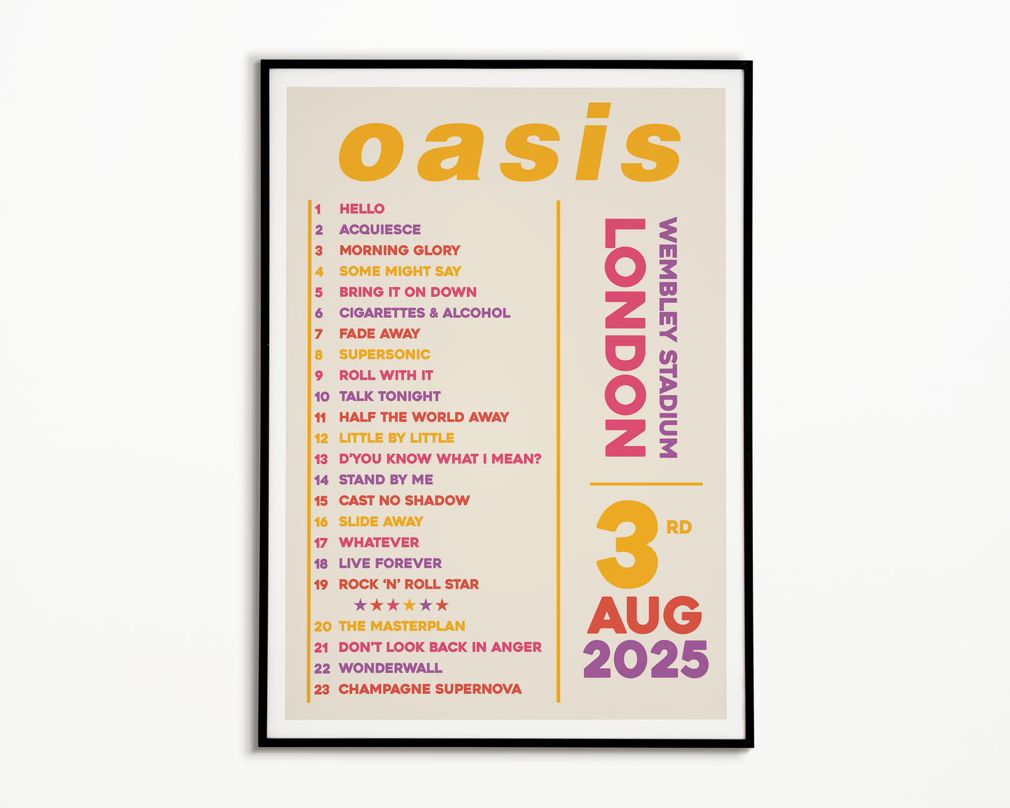 Oasis Live '25 Setlist London 3rd August