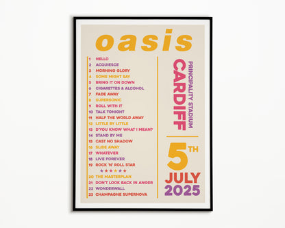 Oasis Live '25 Setlist Cardiff 5th July
