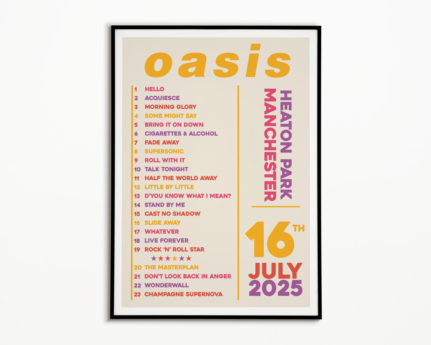 Oasis Live '25 Setlist Cardiff 4th July