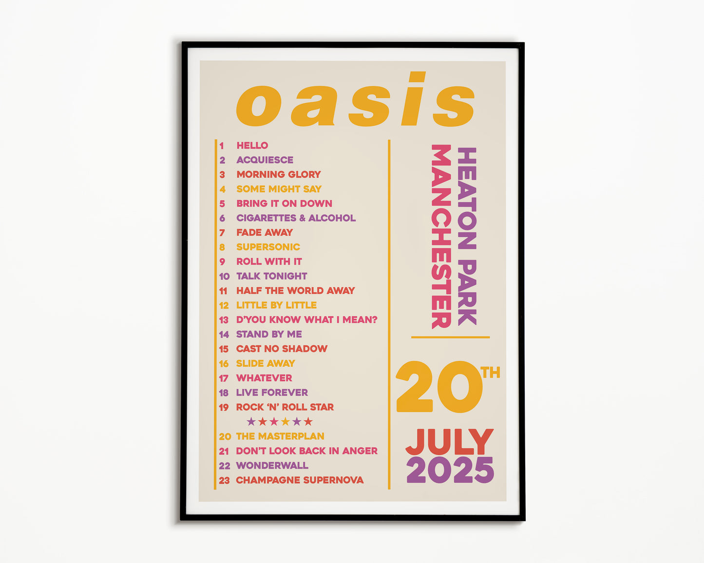 Oasis Live '25 Setlist Manchester 20th July