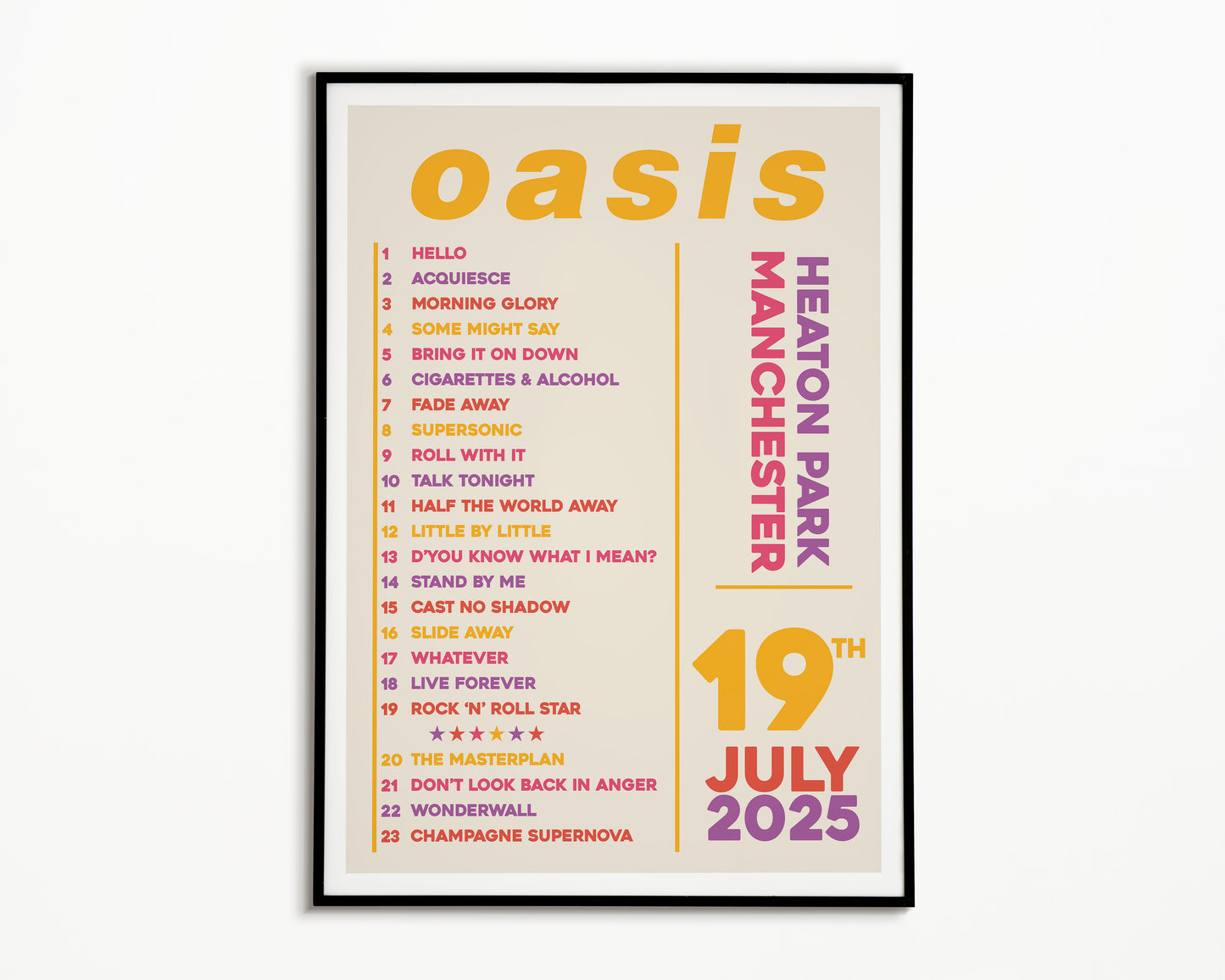 Oasis Live '25 Setlist Manchester 19th July