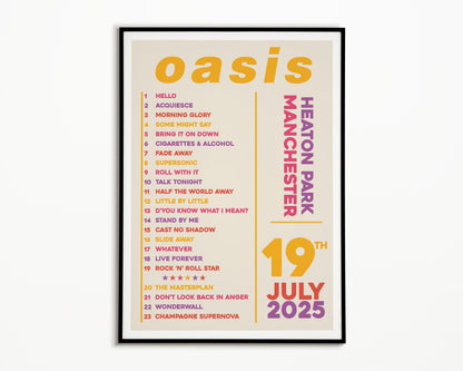 Oasis Live '25 Setlist Manchester 19th July