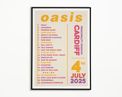 Oasis Live '25 Setlist Cardiff 4th July