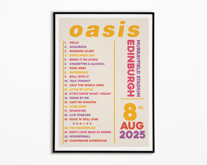 Oasis Live '25 Setlist Edinburgh 8th August