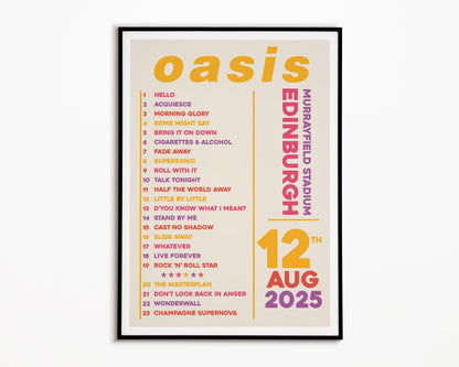 Oasis Live '25 Setlist Edinburgh 12th August