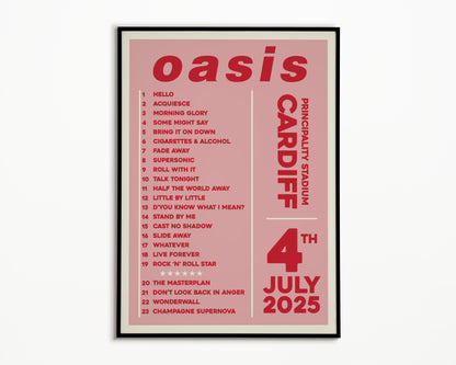 Oasis Live '25 Setlist Cardiff 4th July