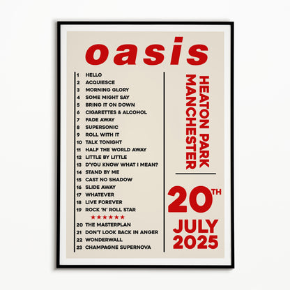 Oasis Live '25 Setlist Manchester 20th July