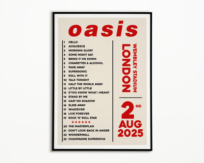 Oasis Live '25 Setlist London 2nd August