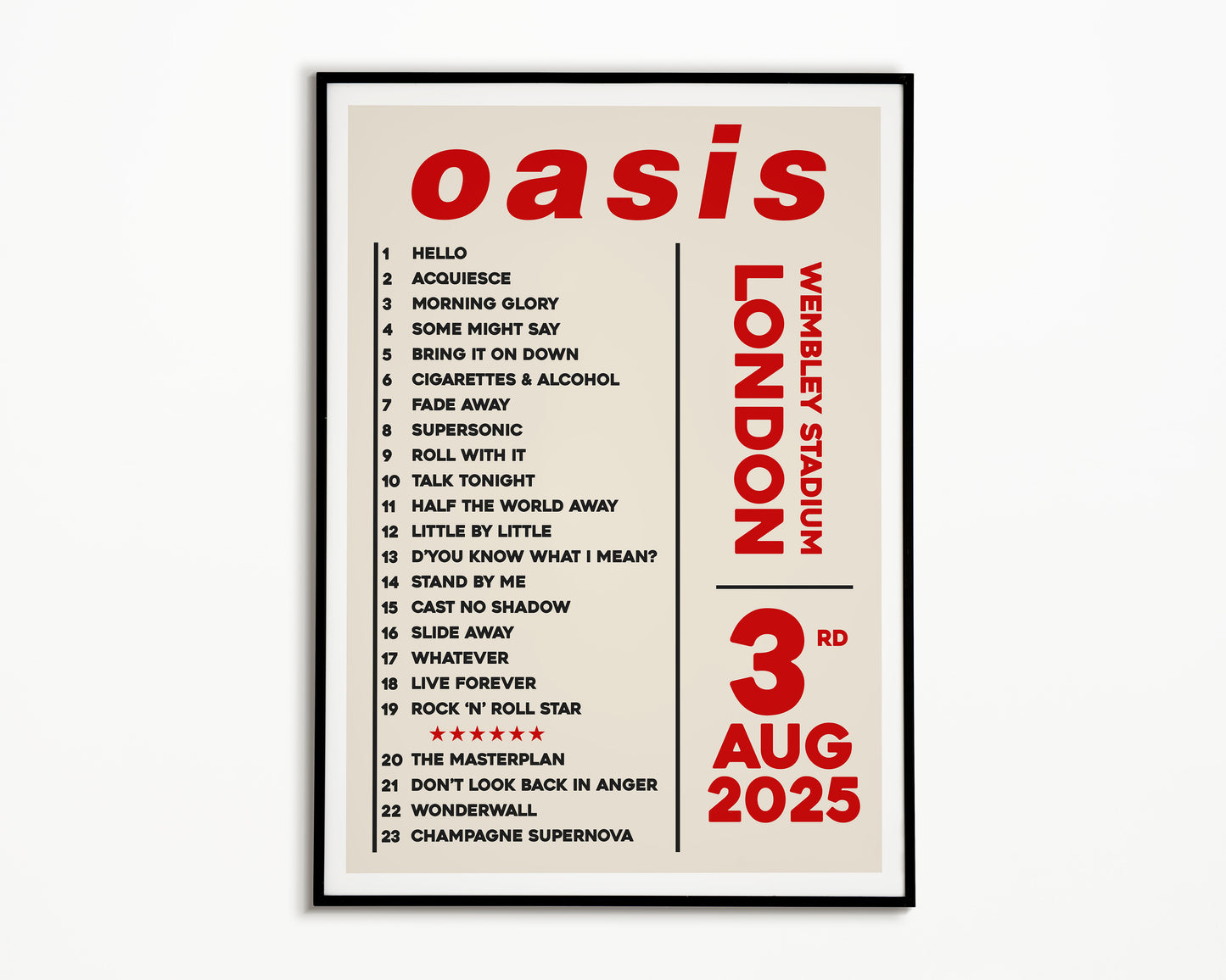 Oasis Live '25 Setlist London 3rd August