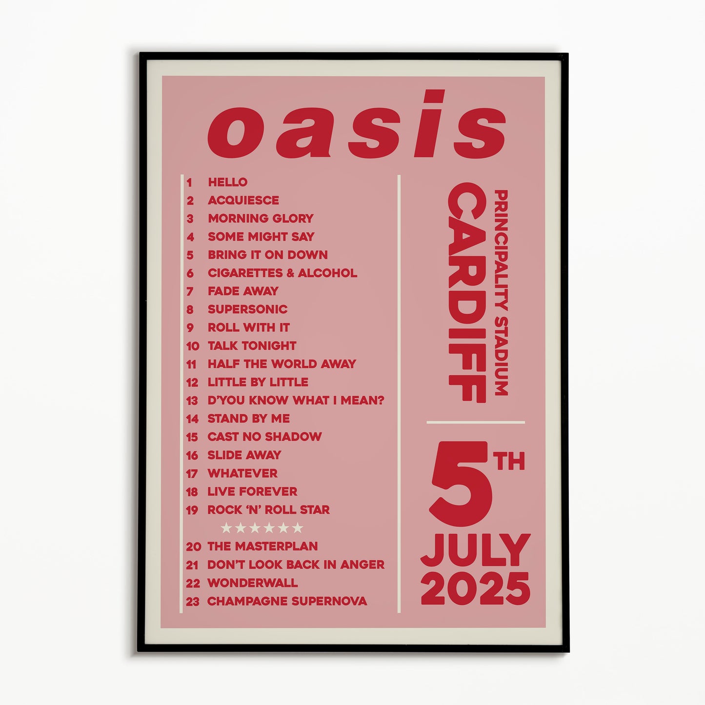Oasis Live '25 Setlist Cardiff 5th July