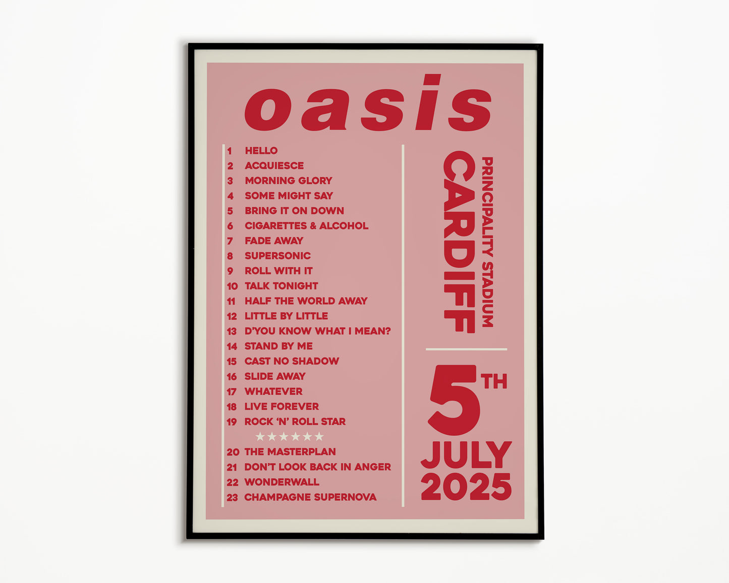 Oasis Live '25 Setlist Cardiff 5th July