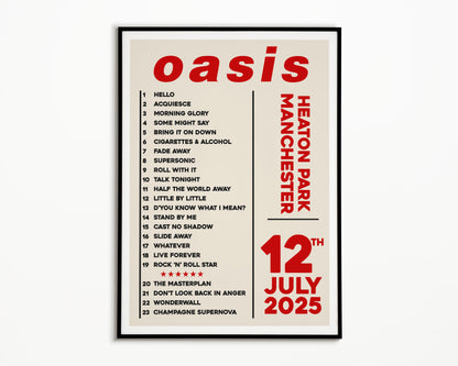 Oasis Live '25 Setlist Manchester 12th July
