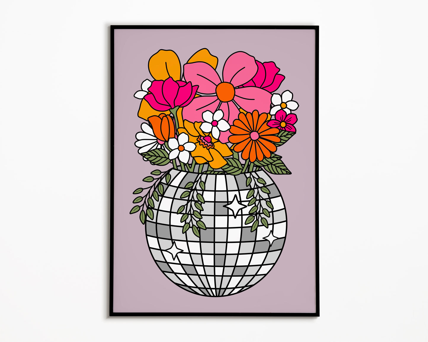 Disco Ball Flowers Print