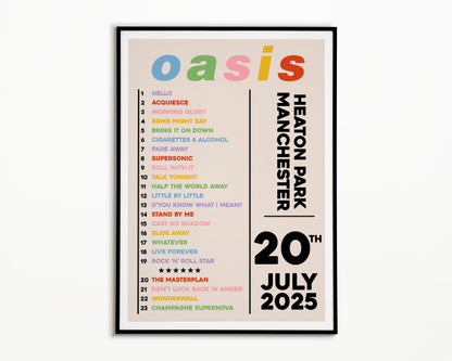 Oasis Live '25 Setlist Manchester 20th July