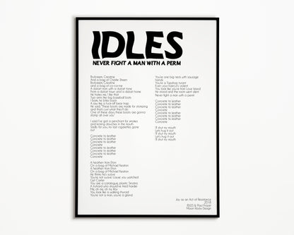 Never Fight A Man With A Perm IDLES Print