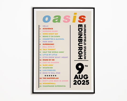 Oasis Live '25 Setlist Edinburgh 9th August