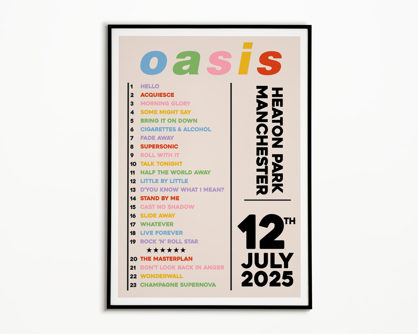 Oasis Live '25 Setlist Manchester 12th July