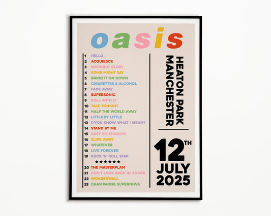Oasis Live '25 Setlist Manchester 12th July