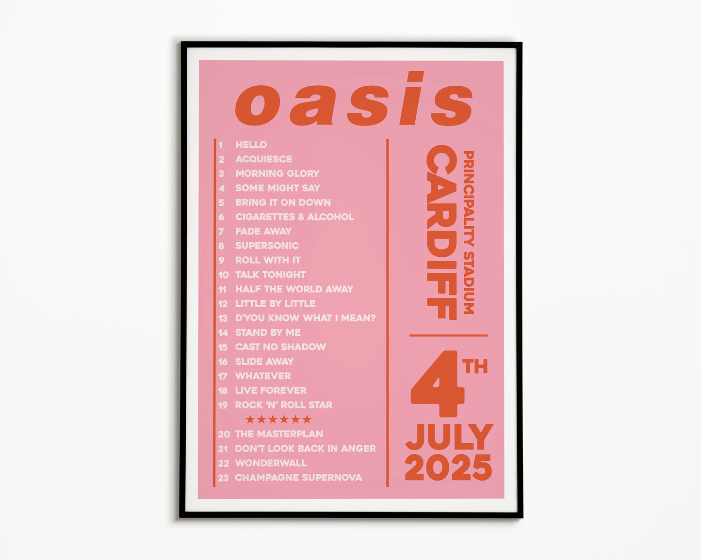 Oasis Live '25 Setlist Cardiff 4th July